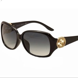 GUCCI Black Rhinestone Square Sunglasses